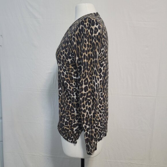 Michael Kors Lightweight V-Neck Leopard Print Sweater Size S - Picture 6 of 12